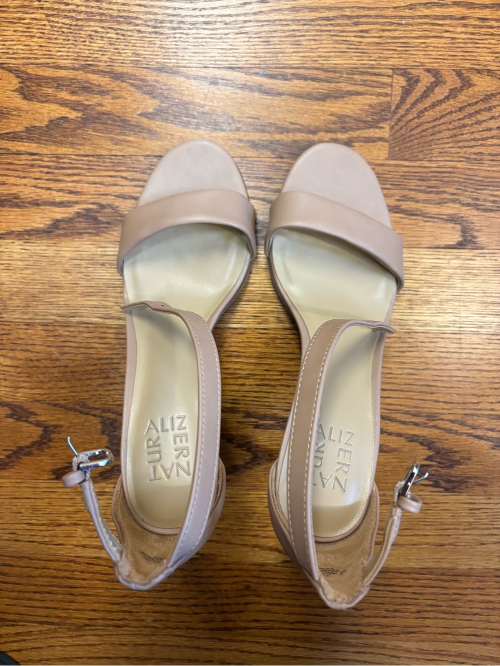 Naturalizer Aliza Zenz Nude Tan Open-Toe Ankle-Strap Heels
